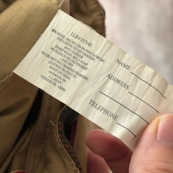 Vintage LL Bean Wool and Leather Small Bag Plaid - Picture 4 of 6